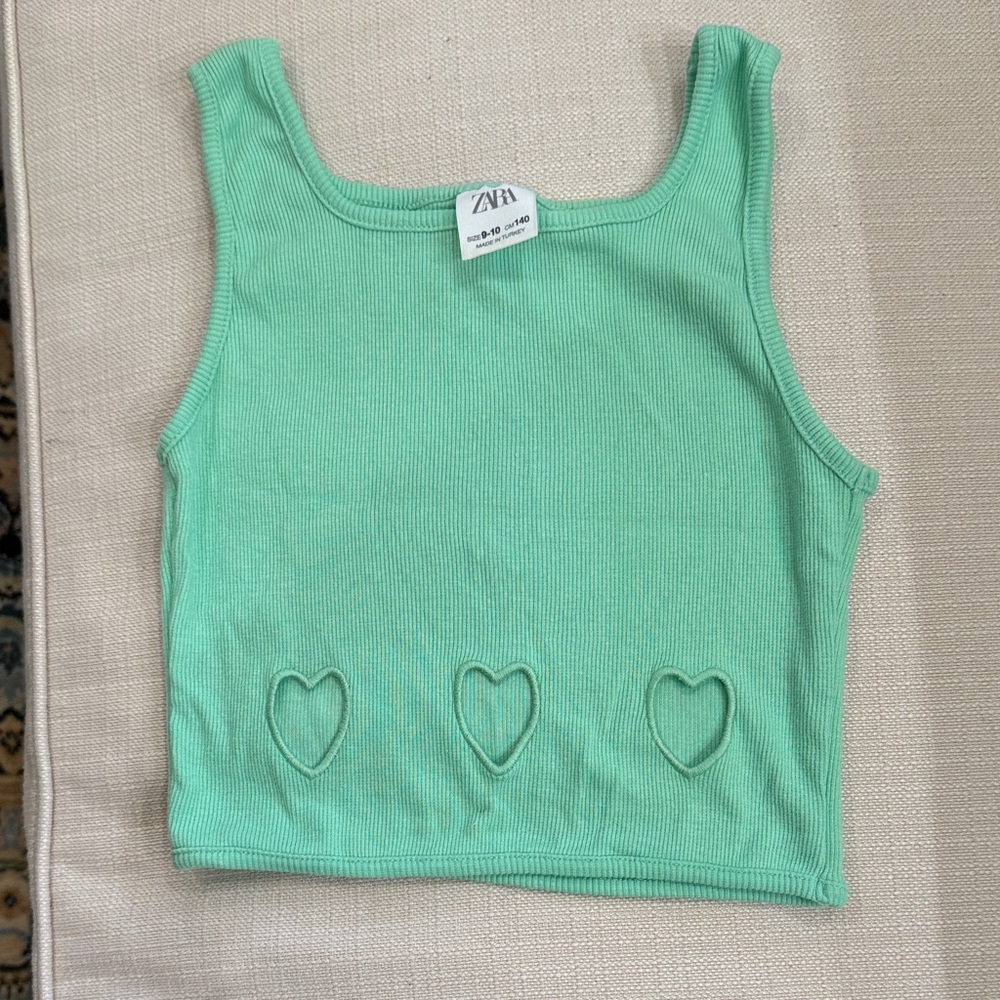 Zara Kids Mint Green Heart Cutout Tank